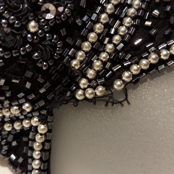 Vintage Papell Boutique Evening Black & Silver Beaded Trapeze Halter Top Size M - Picture 13 of 16